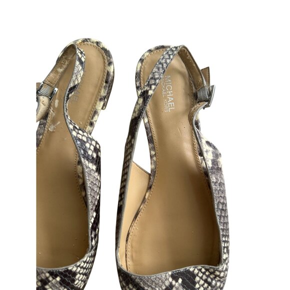 MICHAEL KORS Snake Print Leather Flat Slingbacks Size 9.5 - Picture 5 of 9